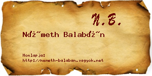 Németh Balabán névjegykártya
